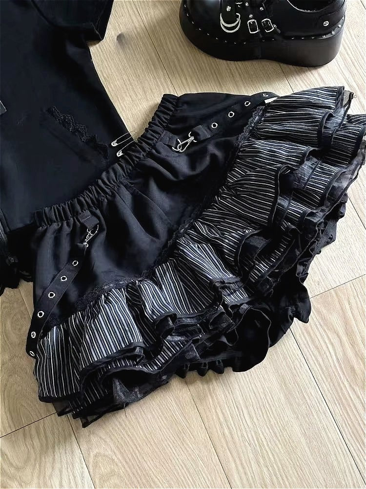 Kawaii Harajuku Mini Skirt - Vintage Lace Punk Style - HalleBeauty